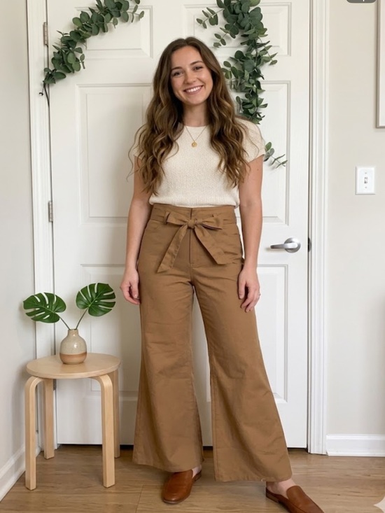 Flying Tomato Pants - Flying Tomato Tan Tie-Waist Wide Leg Pants